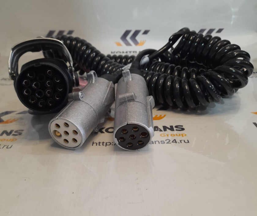 Кабель (перекидка) тягач-п/прицеп АВС/ABS прицепа 7-полюсный/6+1 сдвоенный L-4500мм Кабель (перекидка) тягач-п/прицеп АВС/ABS прицепа 7-полюсный/6+1 сдвоенный L-4500мм