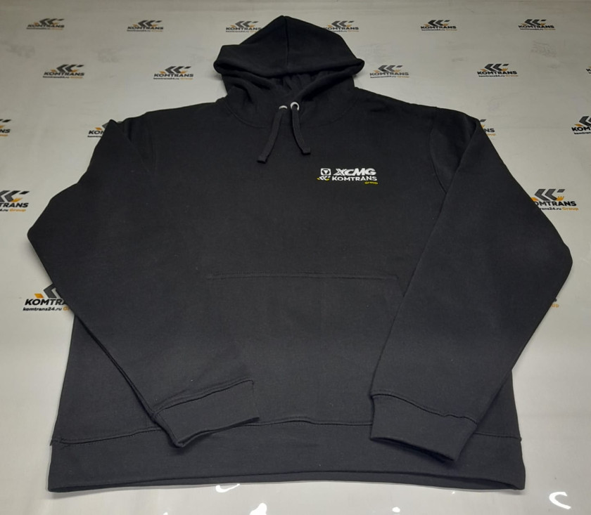 Толстовка мужская Komtrans с капюшоном, черная XL Толстовка мужская Komtrans с капюшоном, черная XL