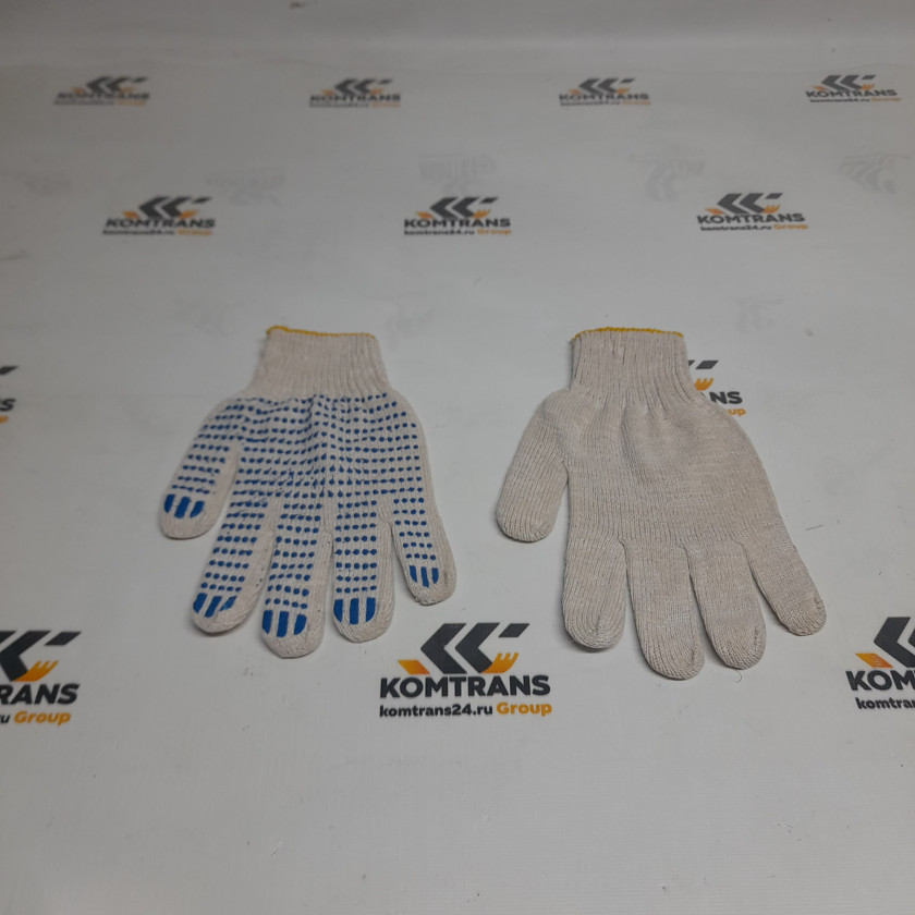 Перчатки ХБ 10 класс белые с ПВХ 5-нитка ТД М-АВТО 50010Т
